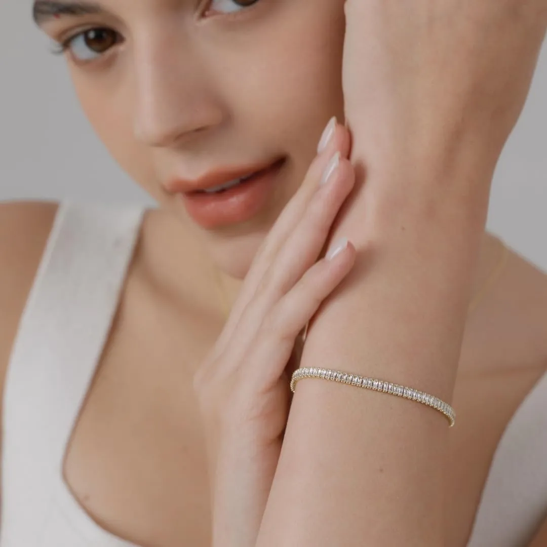 14K Gold/White Gold Plated 4mm Cubic Zirconia Tennis Bracelet | Silver Bracelet, Gold Bracelet for Women | Classic CZ Bracelet| Size 6-8 Inch