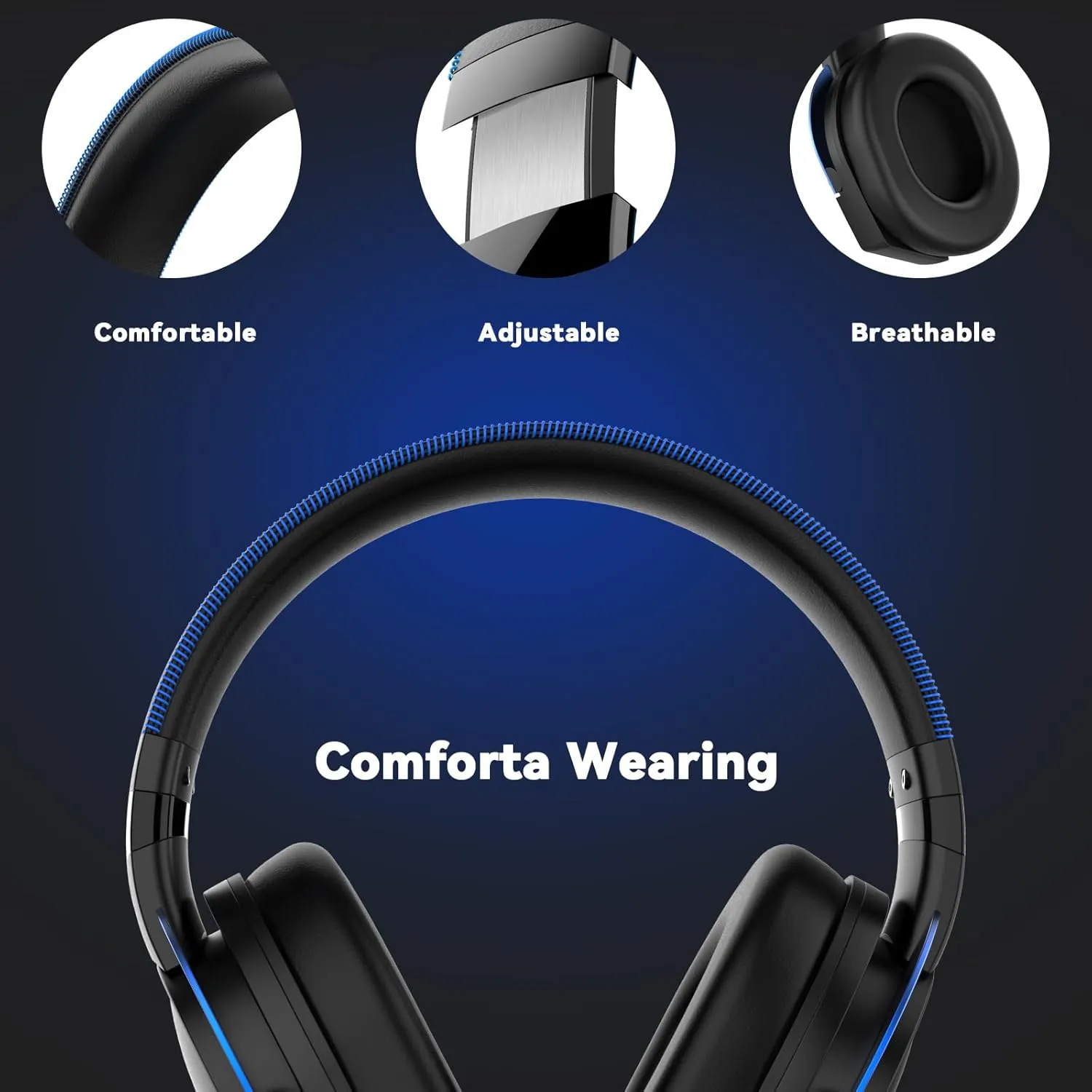 A88 Gaming Headset with Microphone, Stereo Wired Noise Cancelling Over-Ear Headphones with Mic for Pc, Ps5, Xbox One Series X/s, Ps4, Computer, Laptop, Mac, Nintendo, Gamer (Blue)