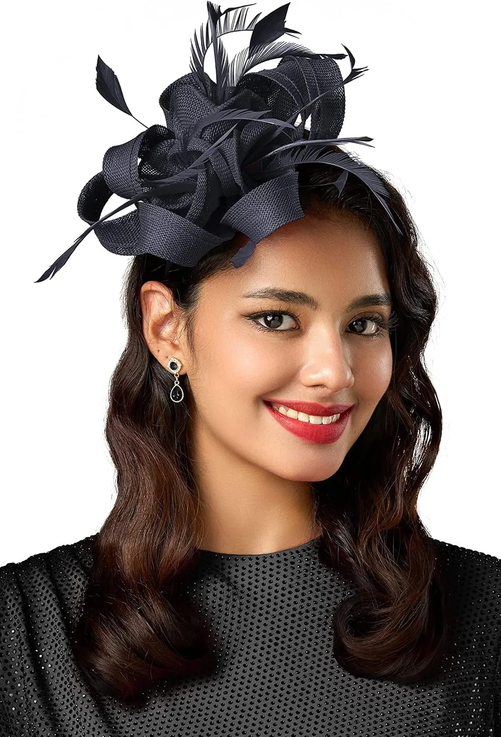 BABEYOND Fascinator Hats for Women - Tea Party Hats Fascinators Kentucky Headband Derby Hat Wedding Feathers Ribbon Headwear