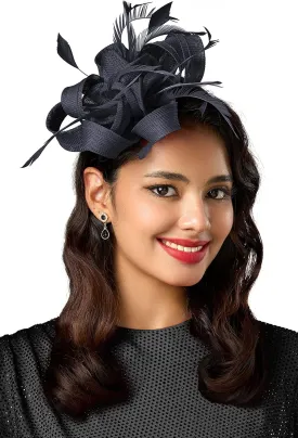 BABEYOND Fascinator Hats for Women - Tea Party Hats Fascinators Kentucky Headband Derby Hat Wedding Feathers Ribbon Headwear