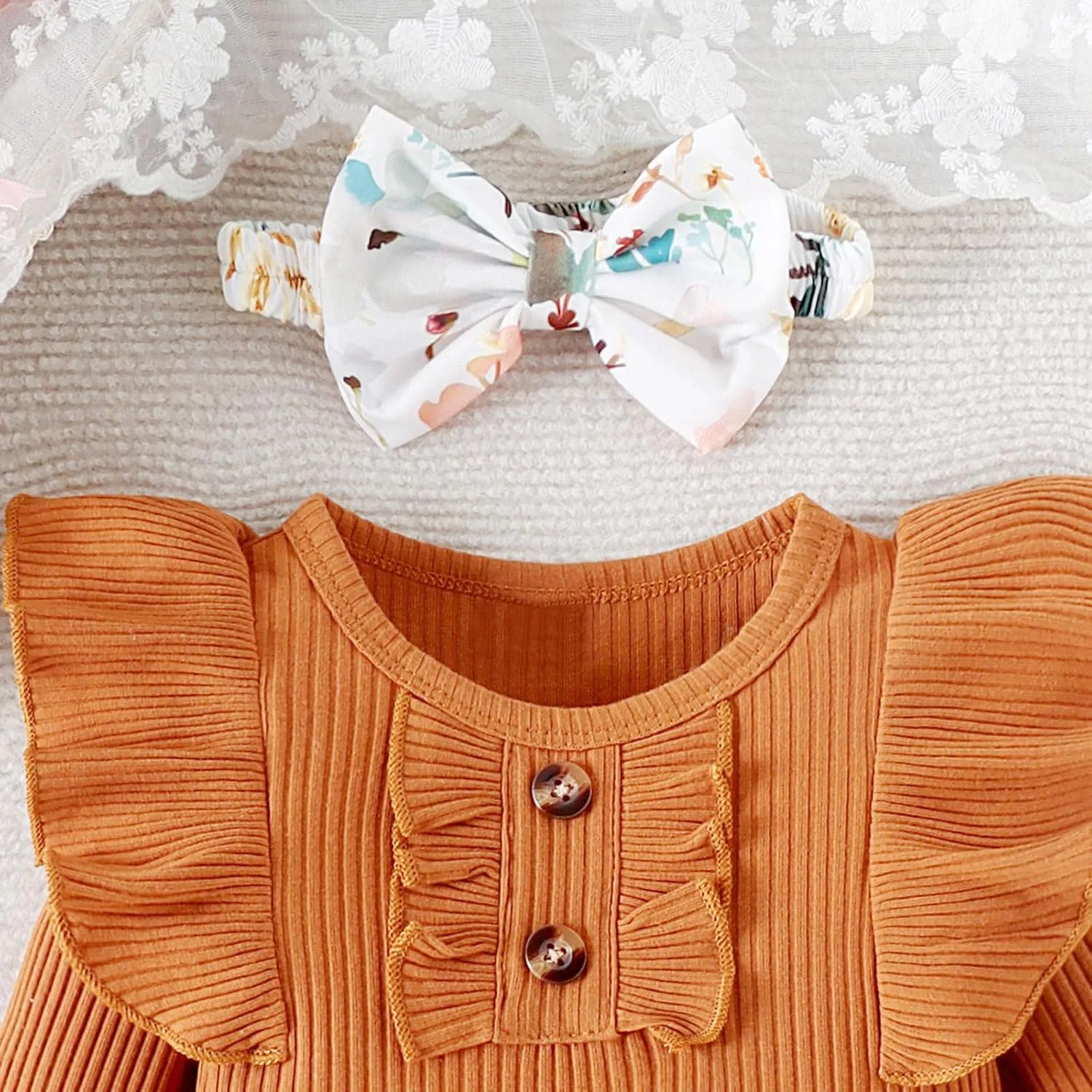 Baby Girl Clothes Infant Newborn Outfits Romper Pants Cute Bow Headband Hat Sets for Baby Girls (0-3-6-12-18 Months)