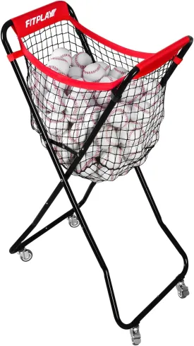 Baseball Caddy with Wheels, Holds 100  Baseballs or 50  Softballs, Extra Large Ball Caddy for Baseball and Softball Drills, Easy Set Up and Carrying, Ball Caddy for Outdoor/Indoor