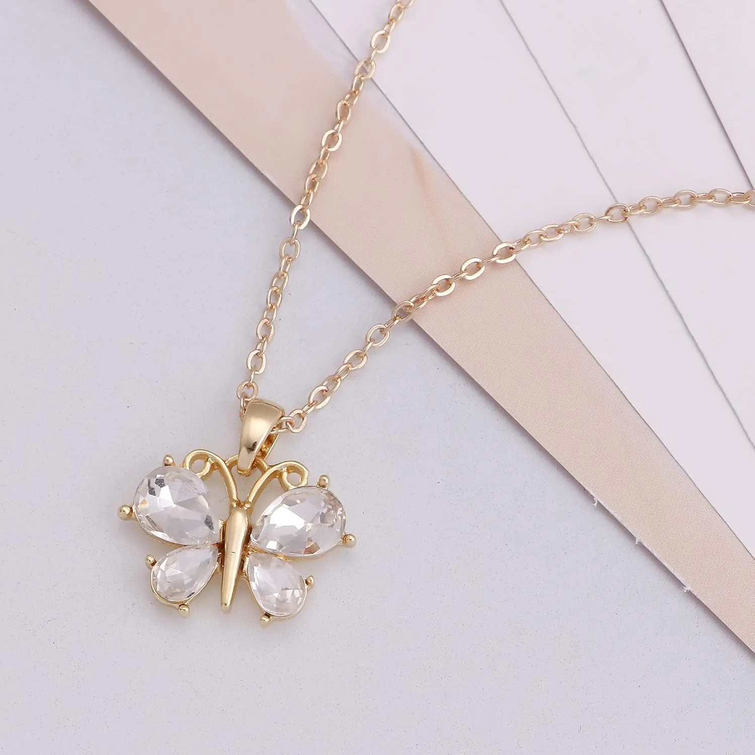Bridesmaid Jewelry Set for Women 18K Gold & Silver & Rose Gold Plated Butterfly Pendant Necklace Earrings Bracelet Set,Bridesmaid Gift for Wedding/Proposal/Party/Anniversary