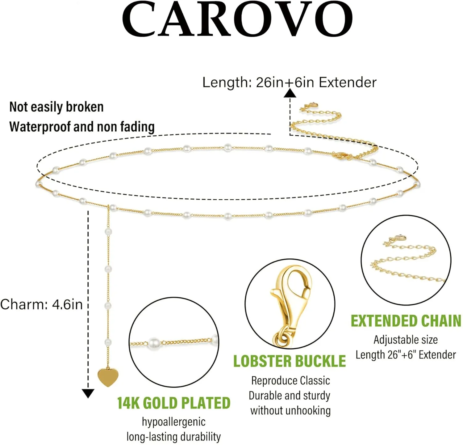 CAROVO Belly Waist Chain for Women 14K Gold Silver Plated Layered Body Chains Boho Cuban Figaro Pearl Heart Coin Satellite Bead Belly Chain Sexy Bikini Body Jewelry for Women Adjustable