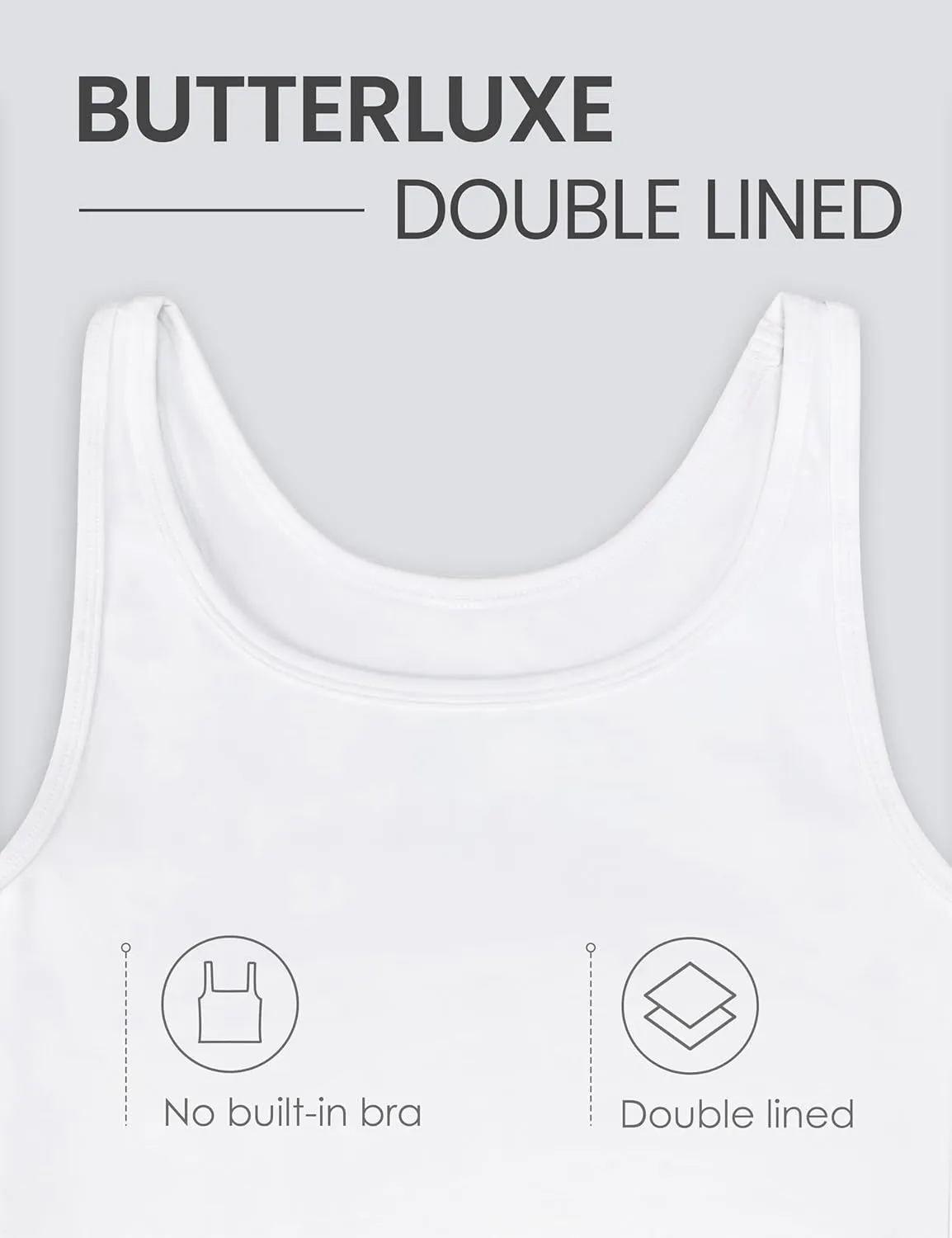 CRZ YOGA Womens Butterluxe Double Lined Workout Tank Tops Scoop Neck Racerback Cropped Casual Sleeveless Shirt