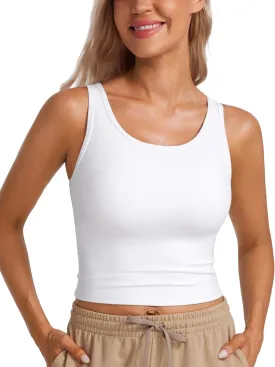 CRZ YOGA Womens Butterluxe Double Lined Workout Tank Tops Scoop Neck Racerback Cropped Casual Sleeveless Shirt