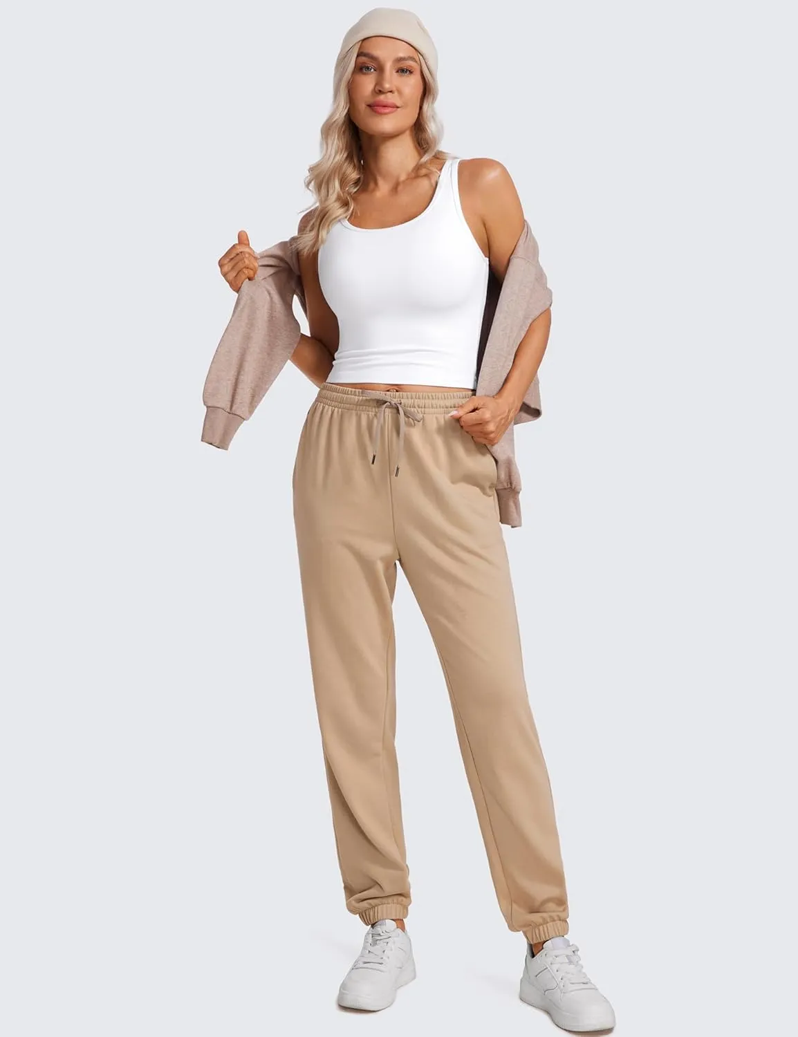 CRZ YOGA Womens Butterluxe Double Lined Workout Tank Tops Scoop Neck Racerback Cropped Casual Sleeveless Shirt