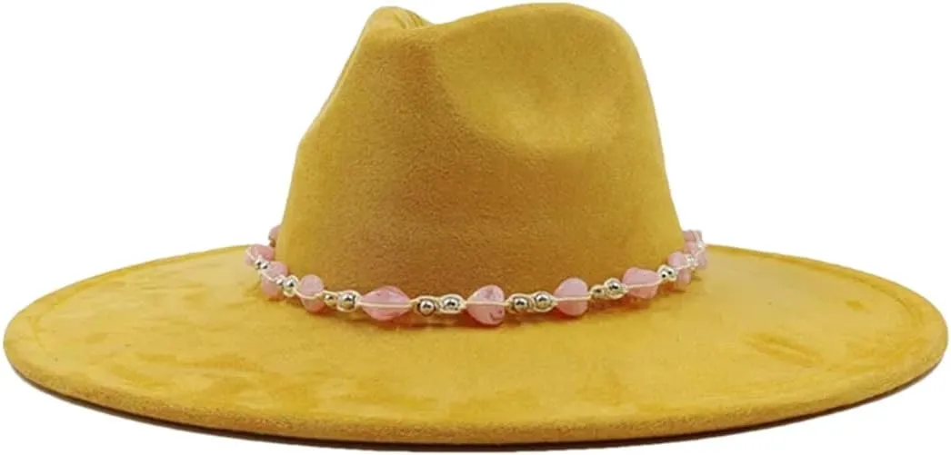 Decal Suede Hat Wide Brim Fedora Hat Men's and Women's Jazz Hat Suede Fedoras Sombrero 42 56-58cm