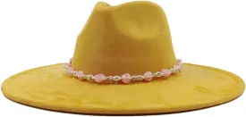 Decal Suede Hat Wide Brim Fedora Hat Men's and Women's Jazz Hat Suede Fedoras Sombrero 42 56-58cm