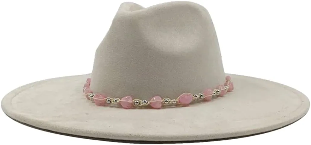 Decal Suede Hat Wide Brim Fedora Hat Men's and Women's Jazz Hat Suede Fedoras Sombrero 43 56-58cm