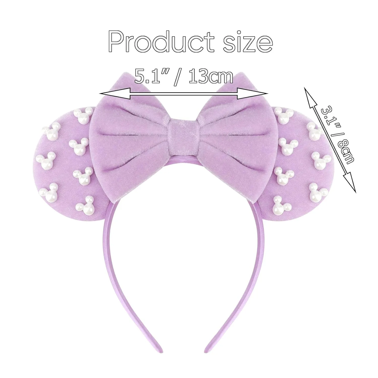 DRESHOW Mouse Ears Headbands for Women Girls Pearl Hairbands Bow Head bands Velvet Head band Christmas Cosplay Costume Princess Party Decorations Halloween & Disney Trip
