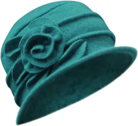Dress Hats for Women with Flower Bowknot Elegant Church Fedora Hats Bridal Wedding Guest Party Bucket Hats