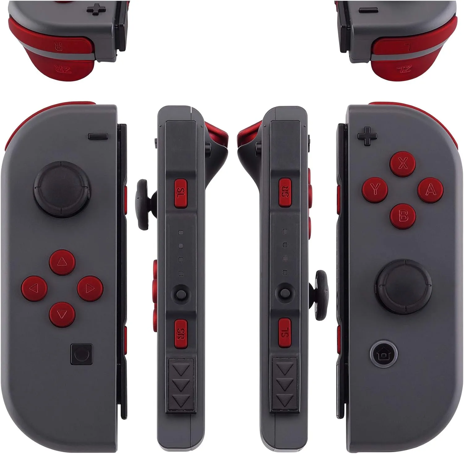 eXtremeRate DIY Full Set Buttons for Nintendo Switch & Switch OLED, Custom Replacement Buttons for JoyCon, ABXY Direction Keys SR SL L R ZR ZL   - Home Capture Trigger Buttons Springs - Scarlet Red