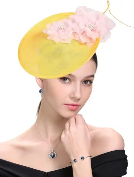Fascinator Hats for Women Mesh Bow Rhinestone Feather Wedding Tea Party Derby Hat Clip Headband