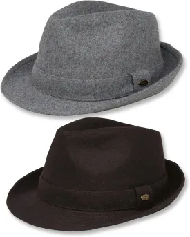Funky Junque Premium Wool Fedora Hat - Classic Short Brim Structured Trilby