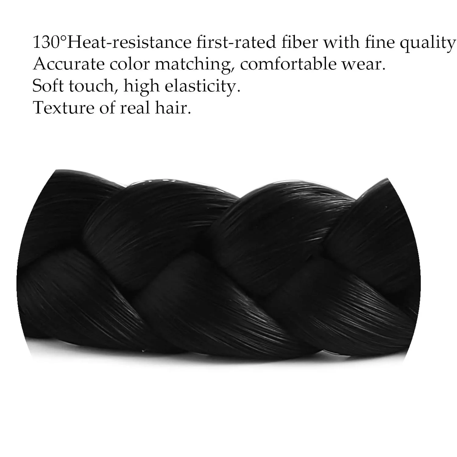 Hairband, 3 Strands Synthetic Braided Headband, Classic Chunky Elastic Headband for Women and Girls, Bohemian Trendy Hair Braid, 65g, Q-strand braids