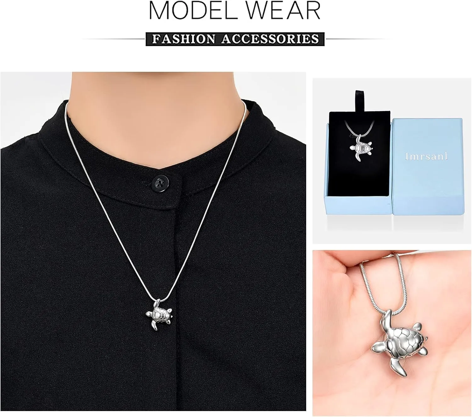 Imrsanl Sea Turtle Cremation Jewelry for Ashes Necklace Keepsake Memorial Urns Pendant Jewellery for Pets/Human