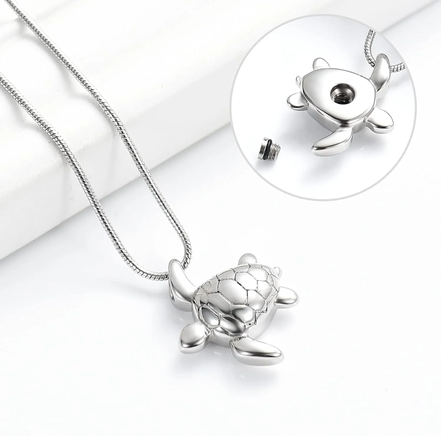 Imrsanl Sea Turtle Cremation Jewelry for Ashes Necklace Keepsake Memorial Urns Pendant Jewellery for Pets/Human