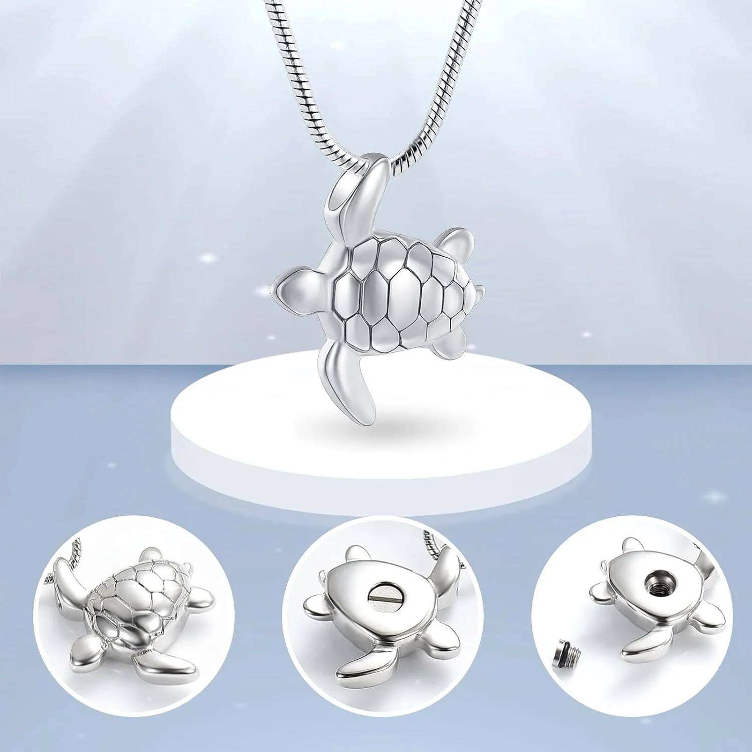 Imrsanl Sea Turtle Cremation Jewelry for Ashes Necklace Keepsake Memorial Urns Pendant Jewellery for Pets/Human