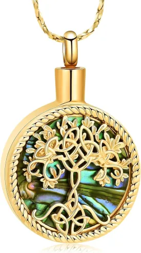 Imrsanl Tree of Life Urn Necklaces for Ashes for Women Men Tree of Life with Celtic knot Cremation Jewelry for Ashes Memory Jewelry for Human Pet