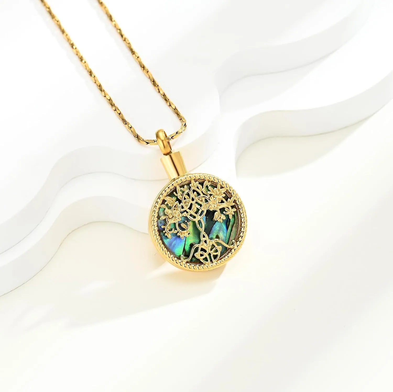 Imrsanl Tree of Life Urn Necklaces for Ashes for Women Men Tree of Life with Celtic knot Cremation Jewelry for Ashes Memory Jewelry for Human Pet