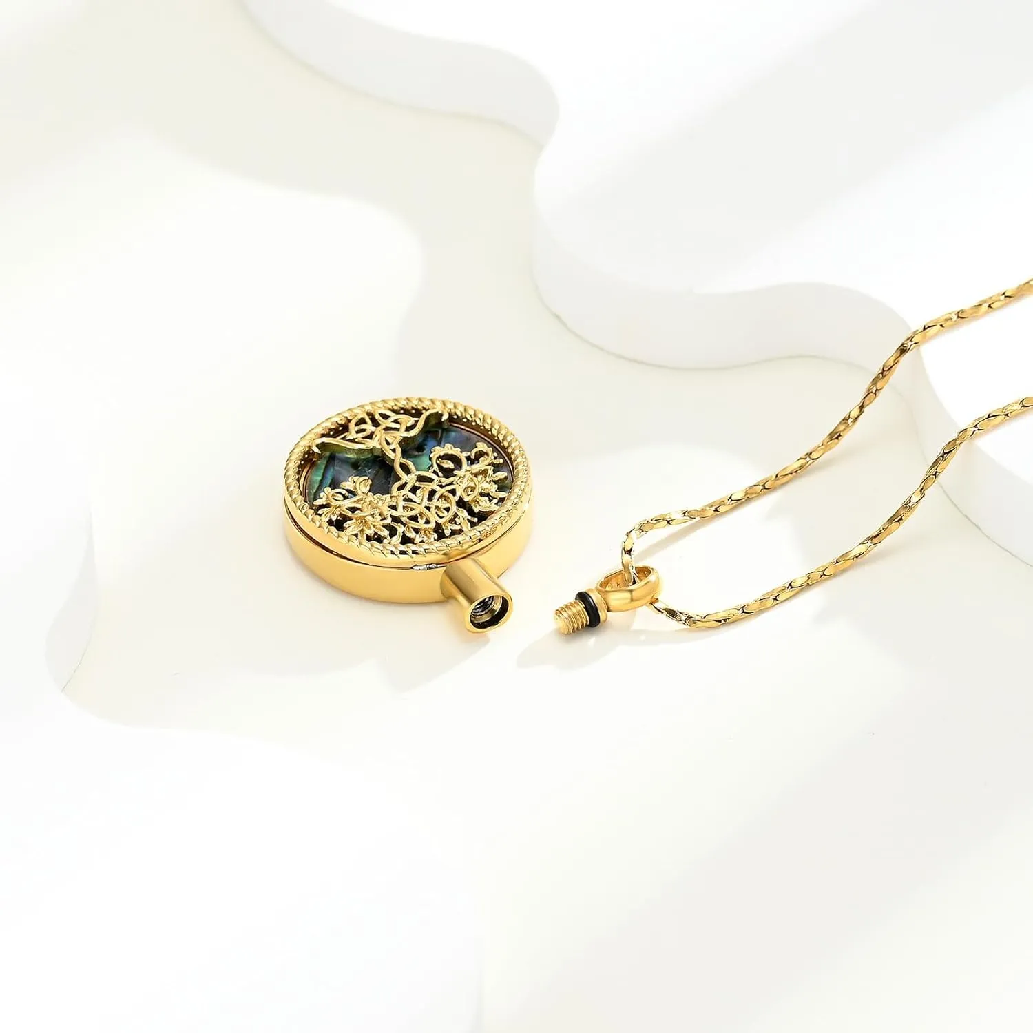 Imrsanl Tree of Life Urn Necklaces for Ashes for Women Men Tree of Life with Celtic knot Cremation Jewelry for Ashes Memory Jewelry for Human Pet