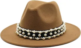 JNKIHAPOT Women Fedora Hat Elastic Ribbon Winter Unisex Fedora Hat Jazz Fedora Hat