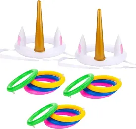 Joliyoou Unicorn Party Games, Inflatable Ring Toss Game Set Include 2 Pieces Unicorn and 12 Pieces Toss Rings, Party Game Favors 2 Pack