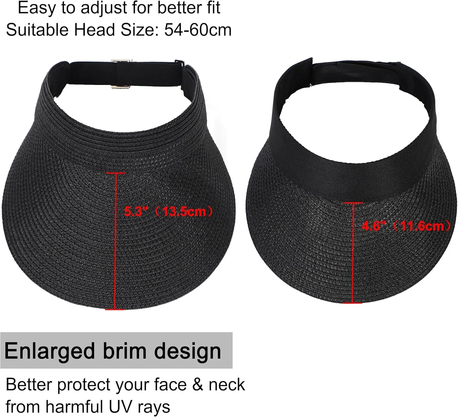 LA CARRIE Wide Brim Straw Visor for Women Sun Hat UV Protection Packable Beach Cap for Summer UPF 50 