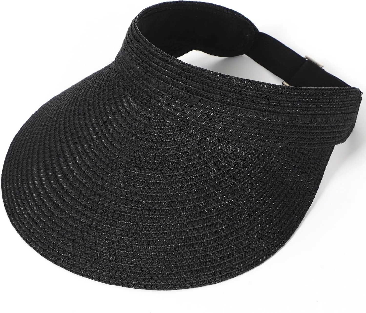 LA CARRIE Wide Brim Straw Visor for Women Sun Hat UV Protection Packable Beach Cap for Summer UPF 50 
