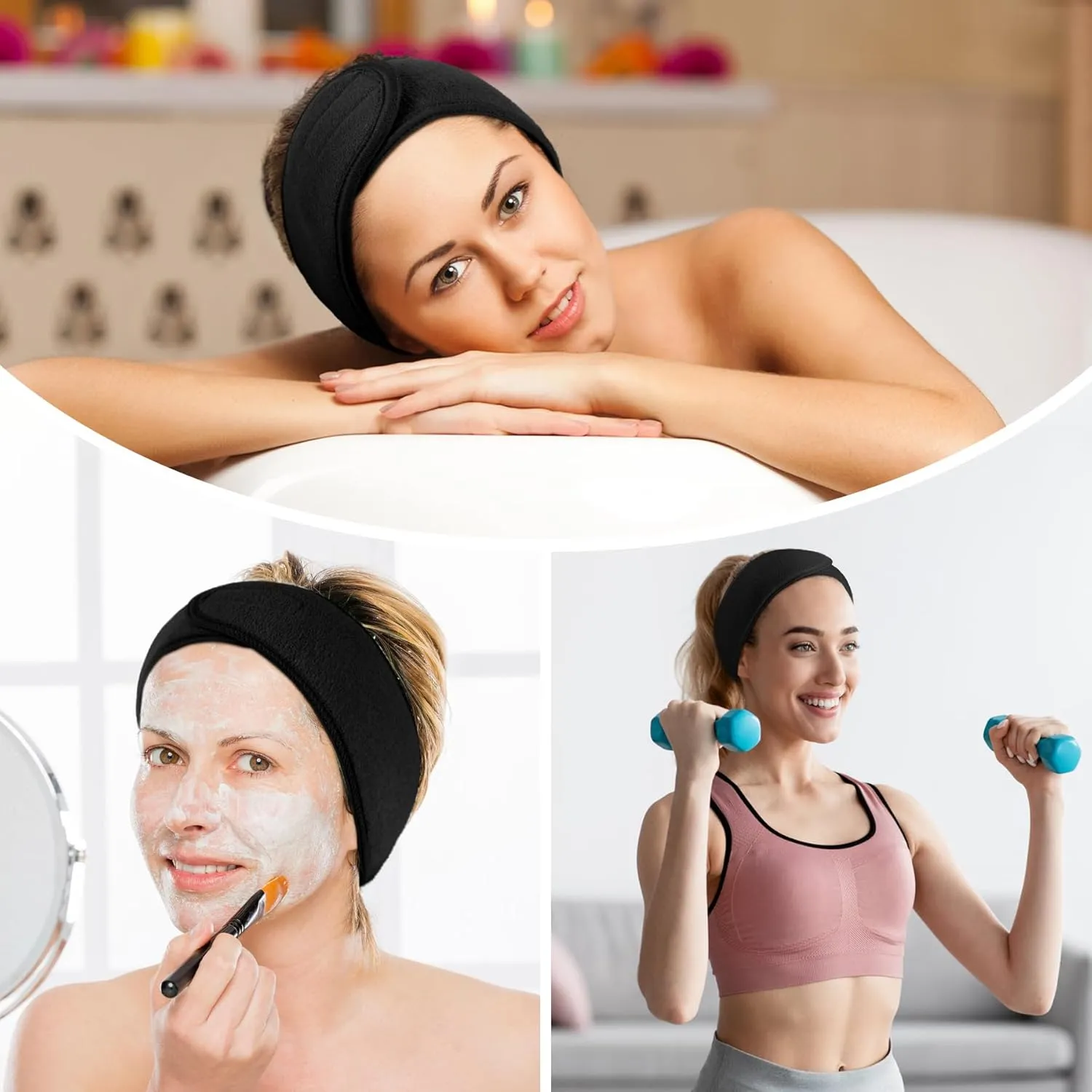 LADES Spa Facial Headband for Women | Adjustable Velcro, Soft Terry Cloth, Washable, Comfortable, Perfect for Makeup, Facials & Sleeping