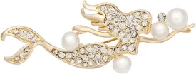 Mermaid Spakle Pearl Crystal Brooches Pins Clothes Accessories