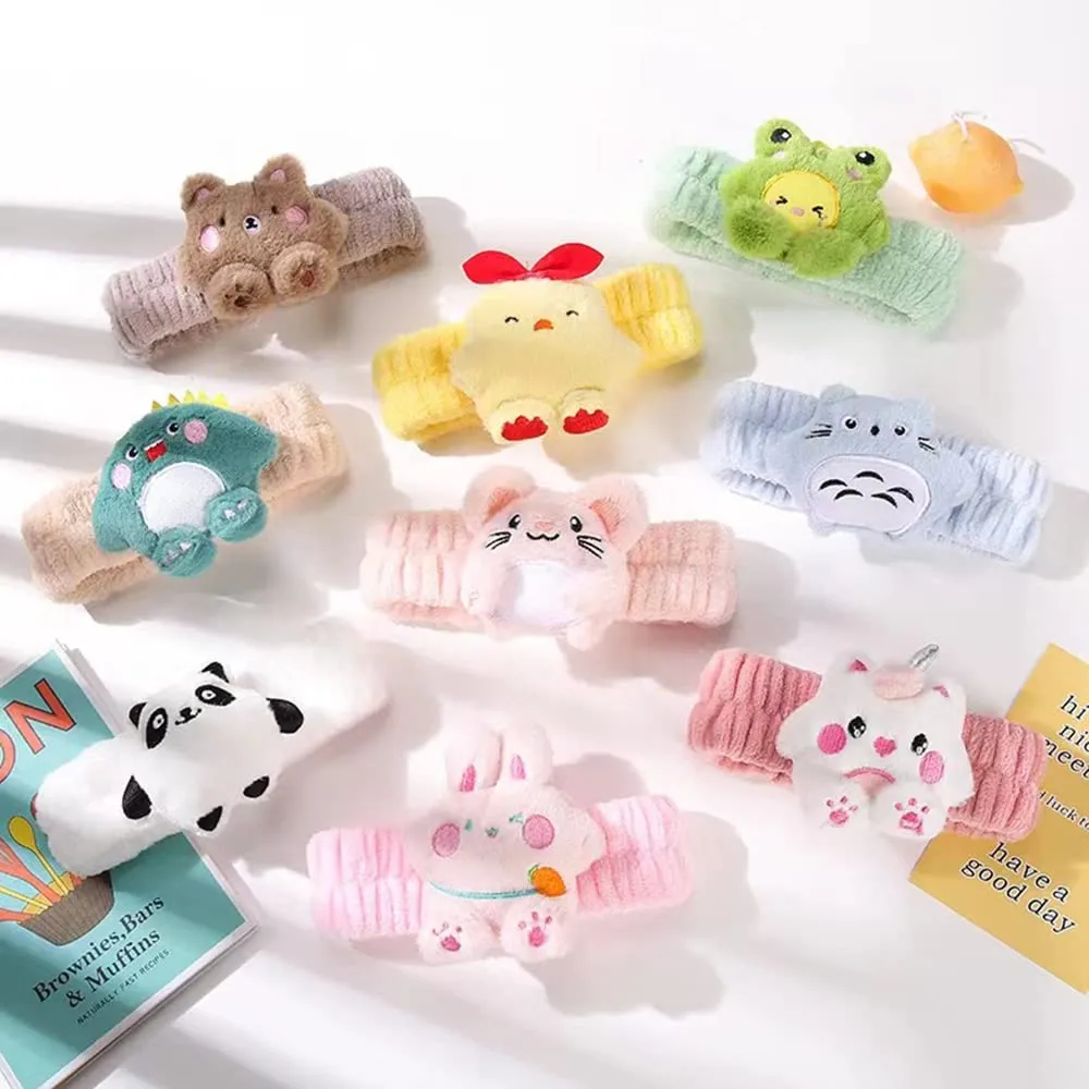 PERFECTSIGHT Kawaii Spa Headband Set, 2 Pack Cute Soft Coral Fleece Makeup and Skincare Headbands for Women and Girls' Face Washing and Facial Care