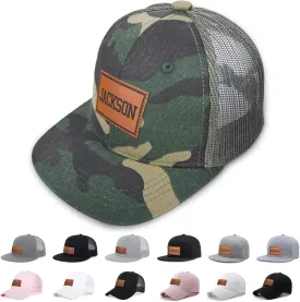 Personalized Kid Baseball Hat Cap: Custom Name Leather Sun Hats - Adjustable Snapback Trucker Caps for Child Boys Girls