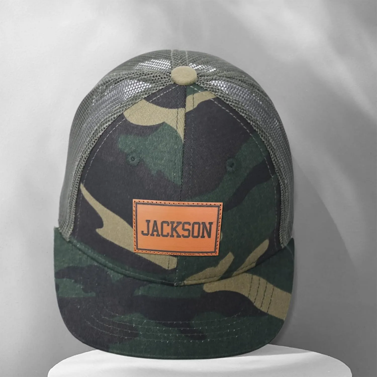Personalized Kid Baseball Hat Cap: Custom Name Leather Sun Hats - Adjustable Snapback Trucker Caps for Child Boys Girls