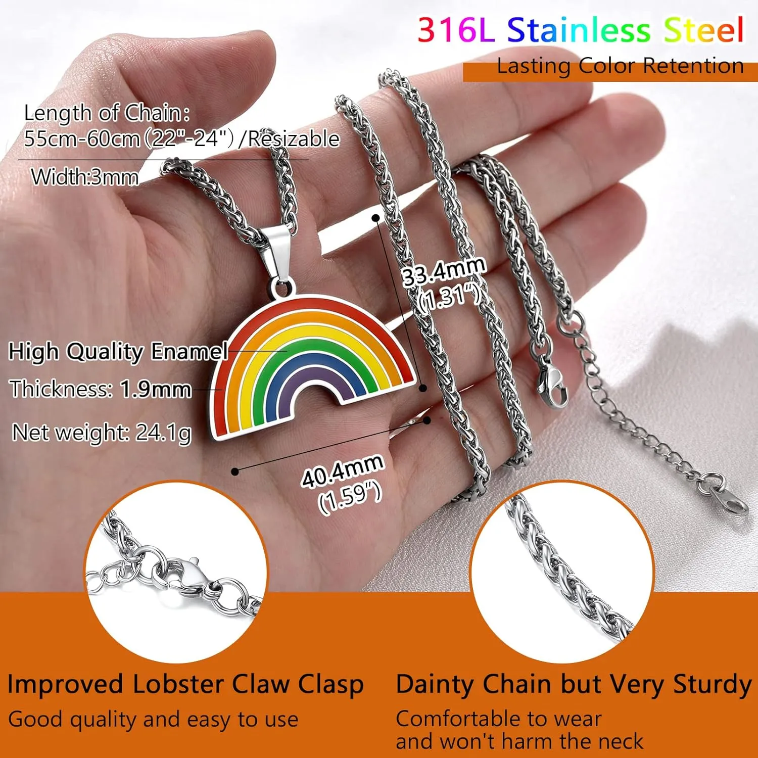 PROSTEEL Gay Pride Lgbtq Stuff, Rainbow Necklace, Lgbt Earrings, Pride Month Accessories, Pride Jewelry for Men Women, Come with Box