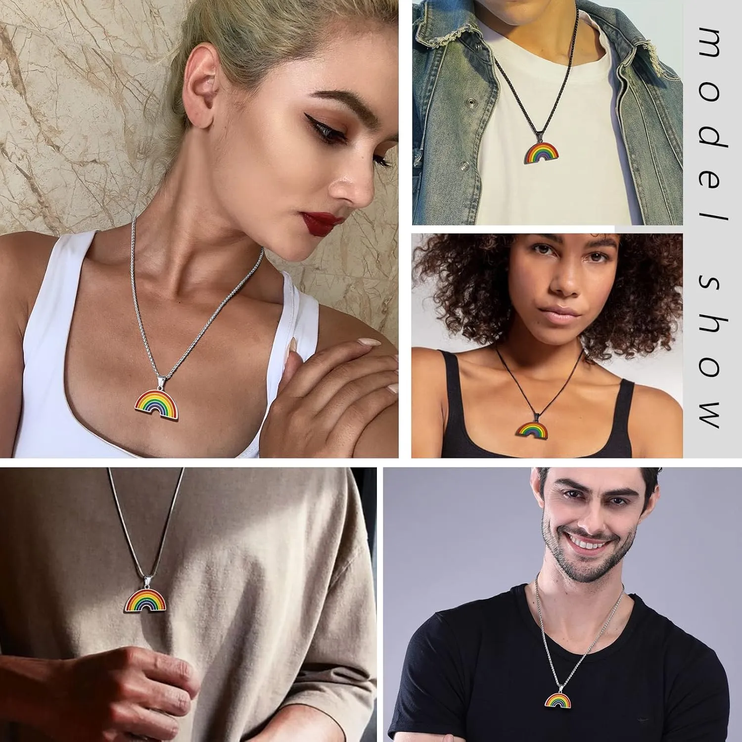 PROSTEEL Gay Pride Lgbtq Stuff, Rainbow Necklace, Lgbt Earrings, Pride Month Accessories, Pride Jewelry for Men Women, Come with Box