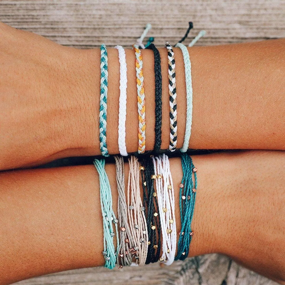 Pura Vida Mini Braided Bracelet - Plated Charm, Adjustable Band