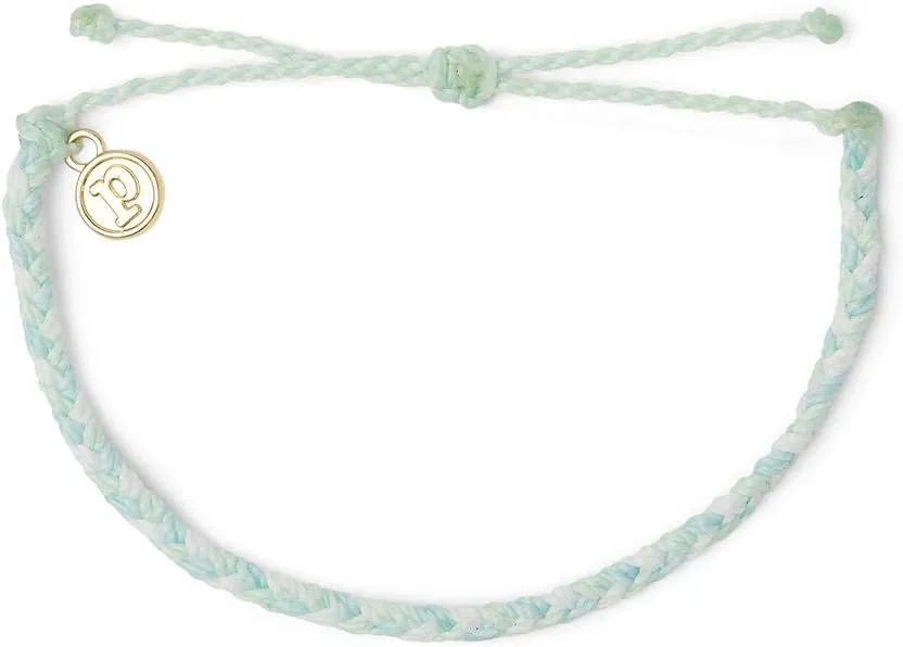 Pura Vida Mini Braided Bracelet - Plated Charm, Adjustable Band