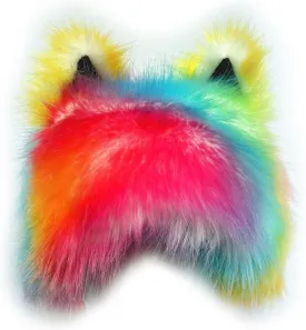 PURFUN Colorful Faux Fur Earflap Hats with Cat Ear, Adults Animal Theme Wolf Hooded Hat Cosplay Halloween Costume Caps