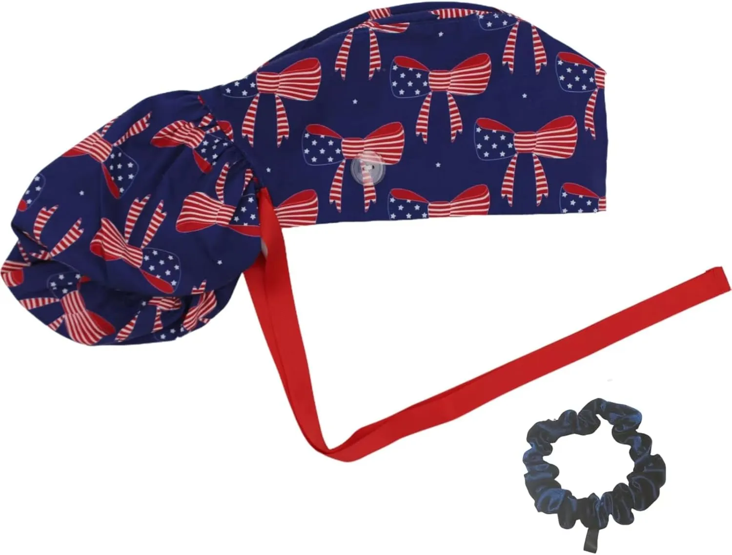 Scrub Cap with Silky Inner - Cotton Hat with Sweatband and Buttons, Adjustable Tie Back Ponytail(Randomly Provide Hair Ring)