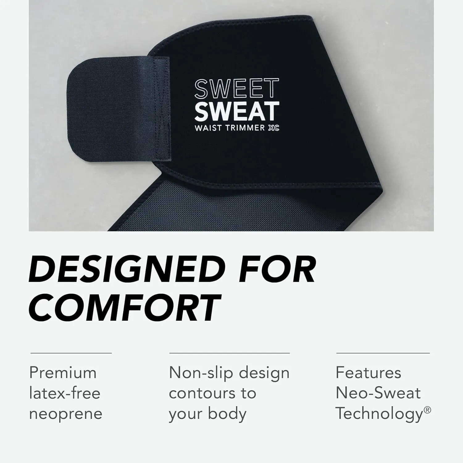 Sports Research Sweet Sweat Waist Trimmer - Premium Sweat Enhancing Fitness Belt for Women & Men - 5 Adjustable Sizes