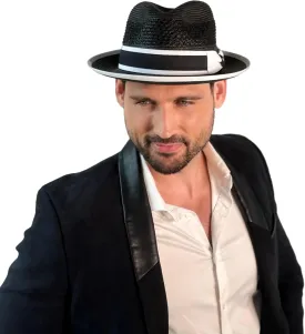 Spring Summer LDapper Fedora Men's Small Brim Straw Up Turn Diamond Shape with Size Adjustable Drawstring
