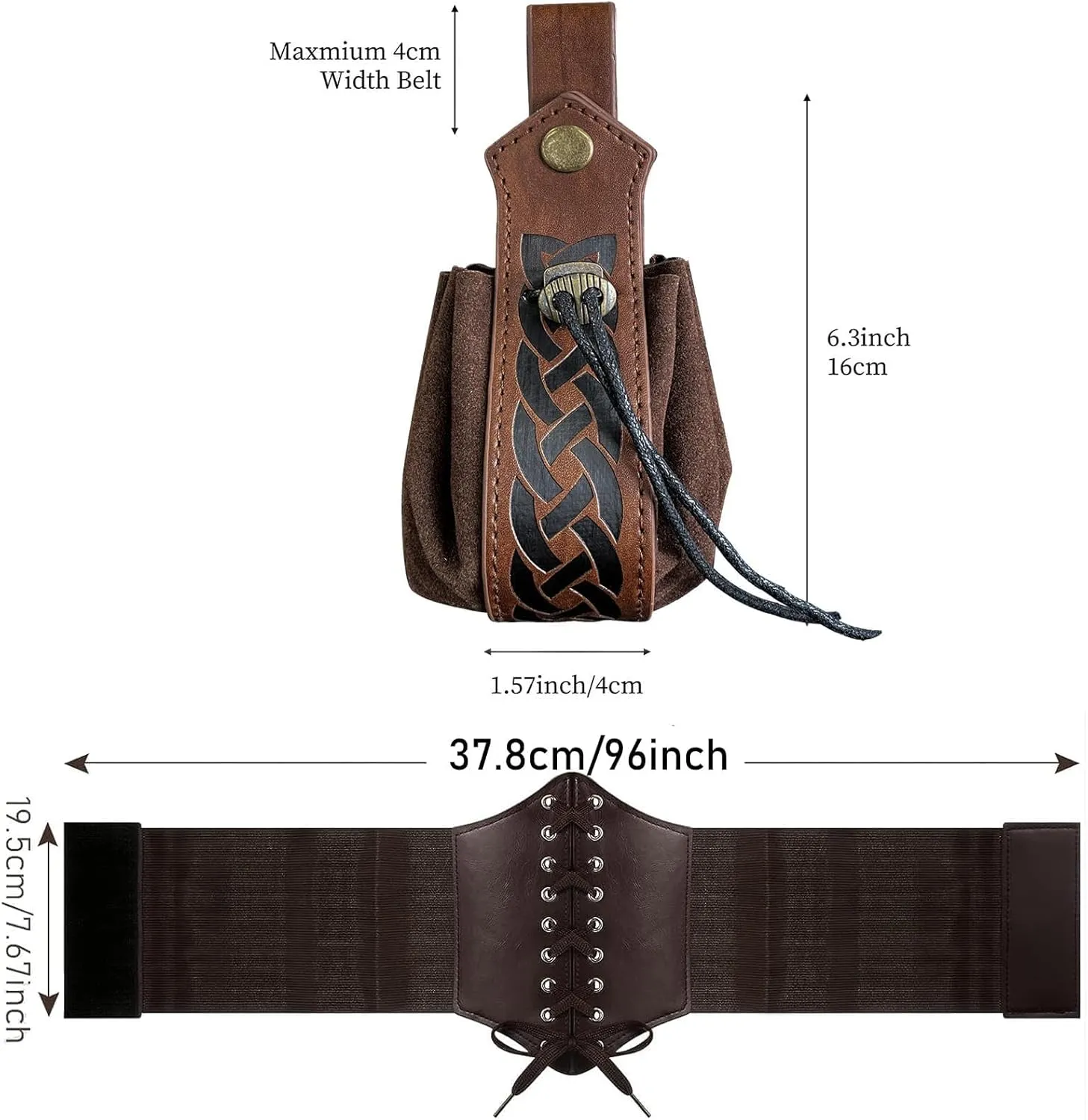 SUMGOGO 5PCS Corset Renaissance Belt Medieval Renaissance Belt Pouch Cork Potion Bottle Festival Halloween Costume Accessory
