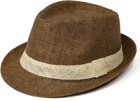Summer Fedora Straw Sun Hat for Men Women Foldable Roll Up Short Brim Trilby Jazz Hat Panama Beach Hat UPF 50 