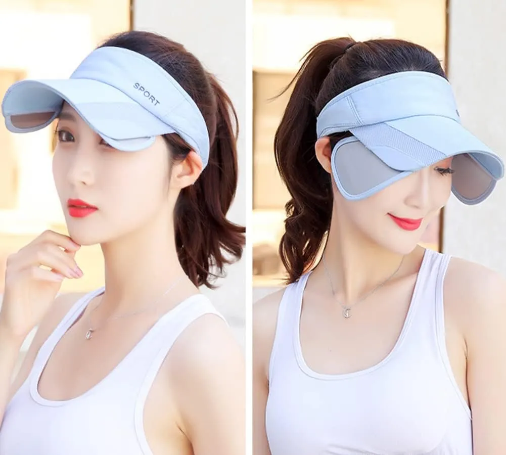 Sun Visor Hat for Women and Men - Retractable Brim Sport Hat, Summer Golf Tennis Running Beach Hat with Ponytail Hole