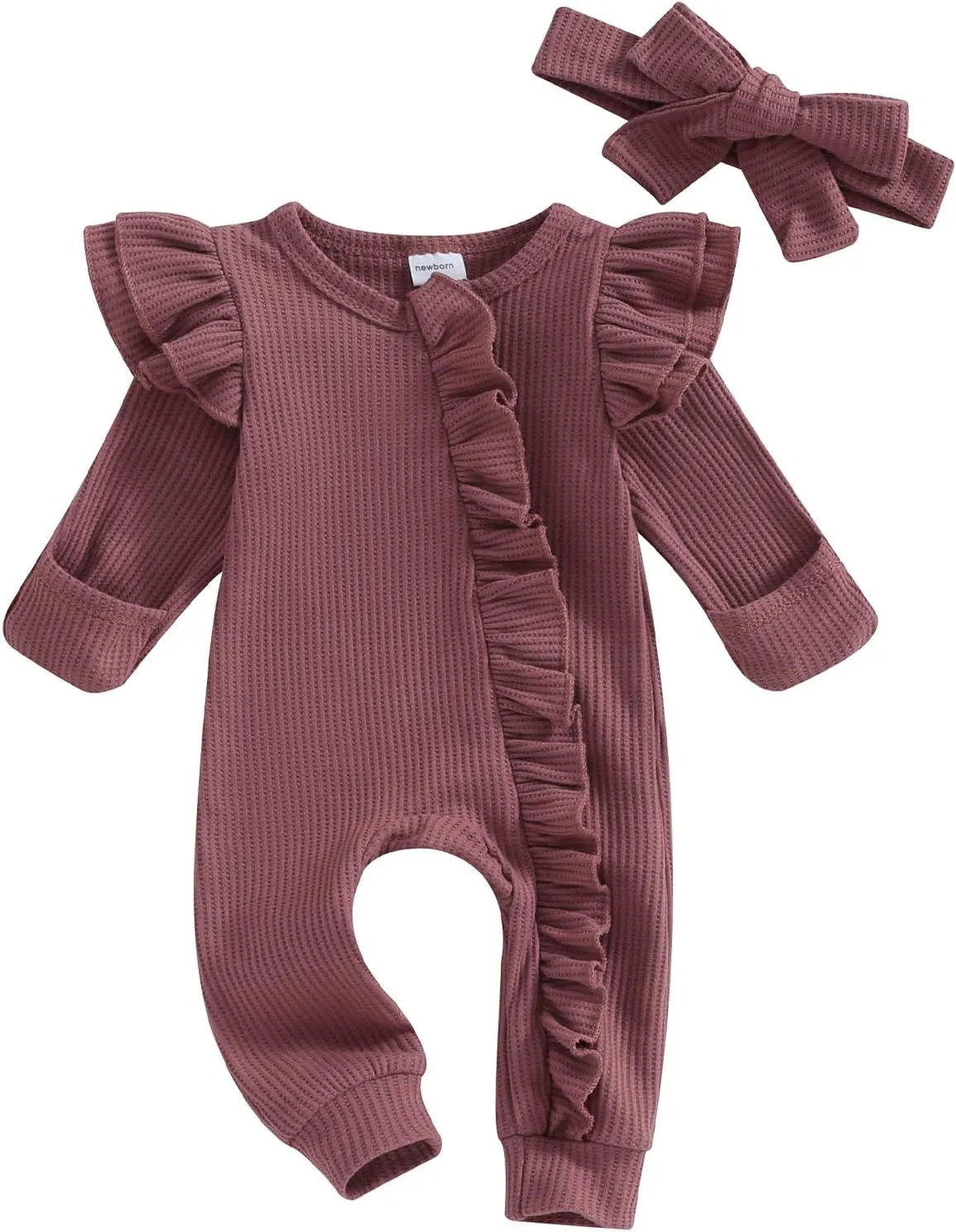 Twopumpkin Newborn Baby Girl Knit Jumpsuit Sweater Romper Newborn Coming Home Outfit Cute Fall Winter Clothes Outfits