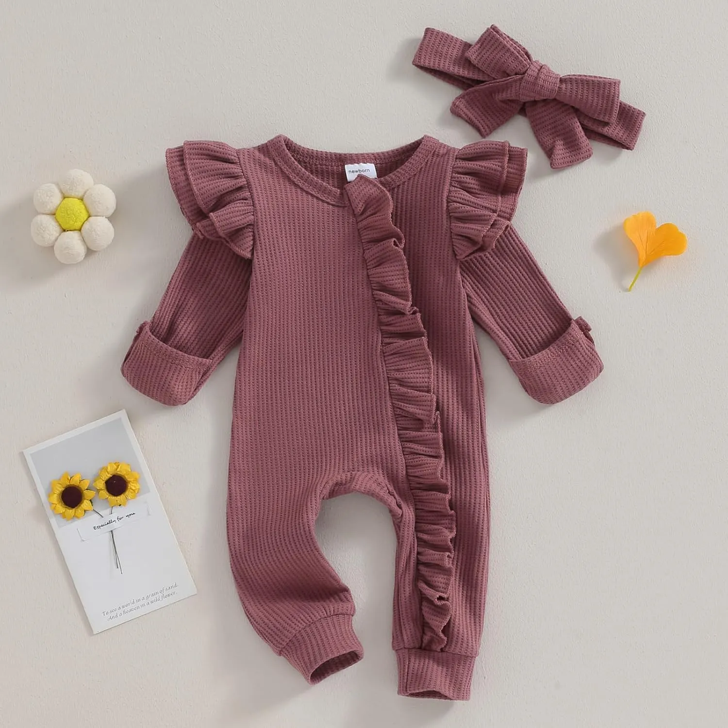 Twopumpkin Newborn Baby Girl Knit Jumpsuit Sweater Romper Newborn Coming Home Outfit Cute Fall Winter Clothes Outfits