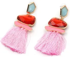 Vintage Long Tassel Drop Dangle Earrings Rhinestone Water Heart Leaf Shaped Boho Statement National Ethnic for Women Multicolor Boho Jewelry