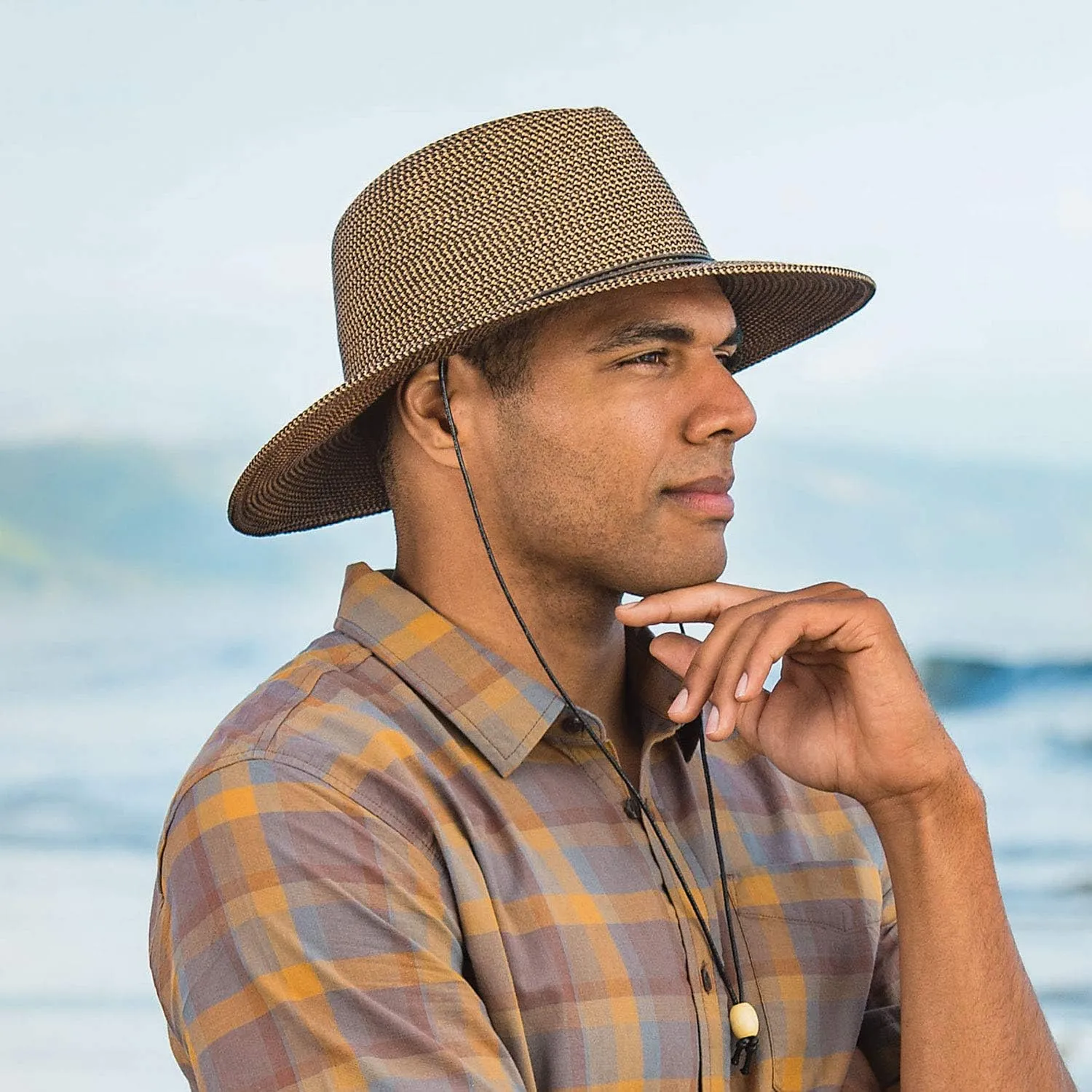 Wallaroo Hat Company Mens Logan Fedora  UPF 50  Sun Protection, Wide Brim, Packable, Chin Strap and Adjustable Sizing